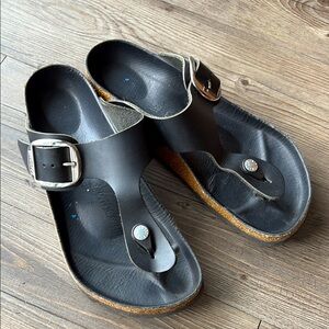 Sold — Birkenstock Black Sandals with Silver Buckle